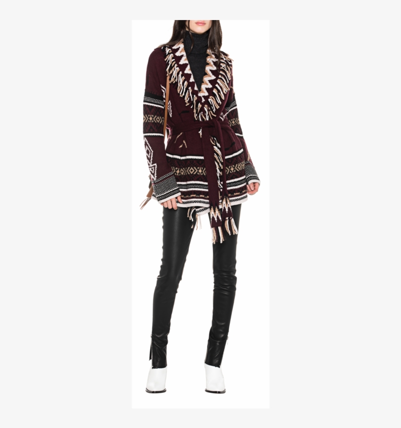 360 Sweater Vivian Indian Bordeaux // Woolen Cashmere - Fashion Model, transparent png #9439568
