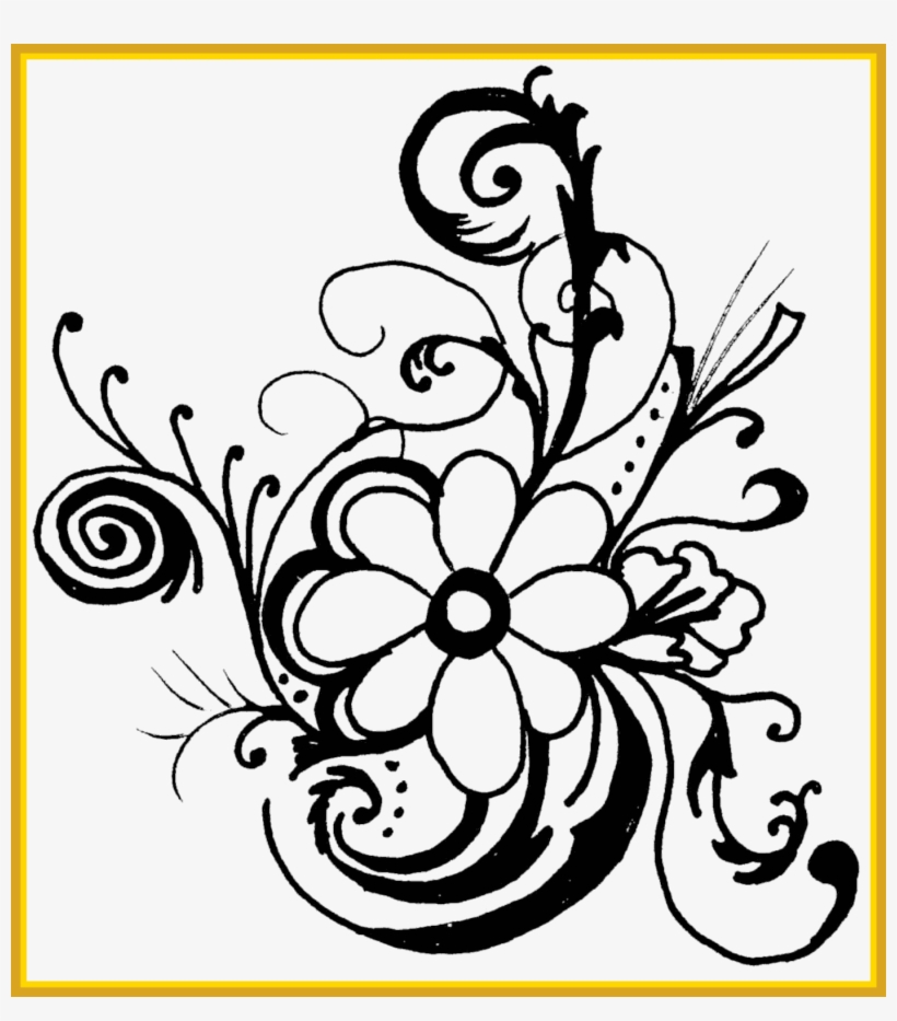 Marvelous Hawaiian Flower Clip Borders Drawing Easy - Flower Black And White Clipart Borders, transparent png #9439601