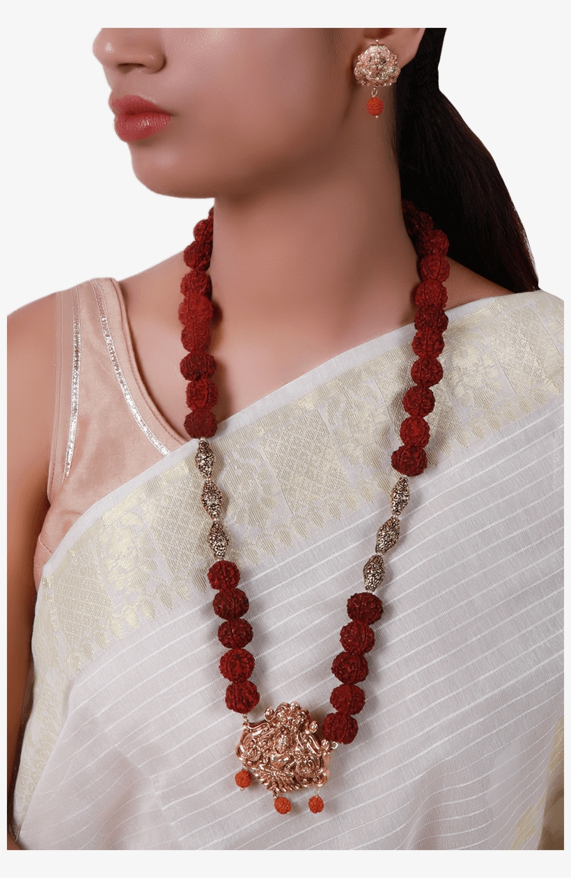 Chandrika Rudraksh Gold Plated Necklace And Earrings - Necklace, transparent png #9440155