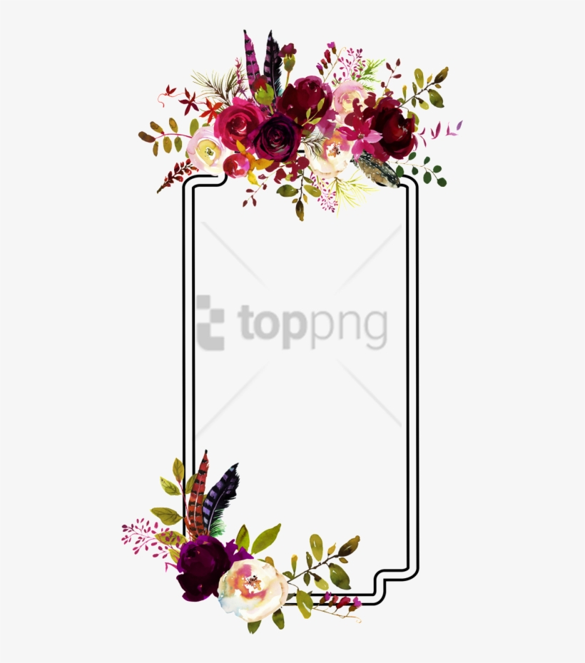 Free Png Fashion Flower Border Decoration Vector - Bull Skull Floral Watercolor, transparent png #9440201