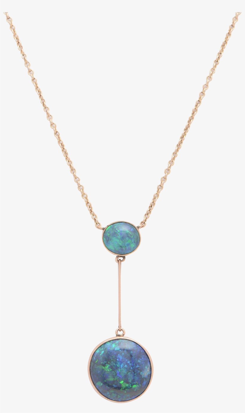 Edwardian Double Black Opal Necklace Set In 9 Kt - Locket, transparent png #9440202