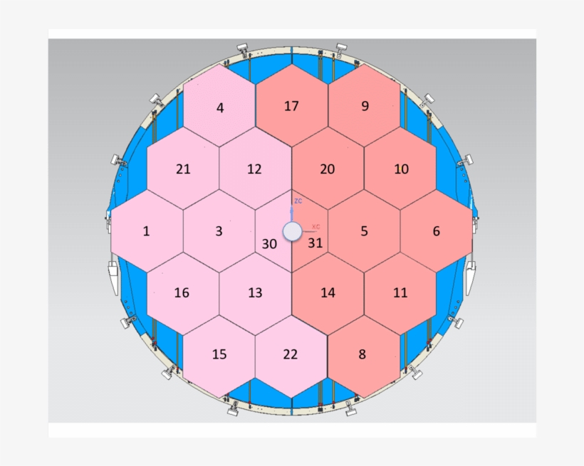 Front View Of The Mosaic Of 18 Hexagonal And Two Semi-hexagonal - Circle, transparent png #9441910
