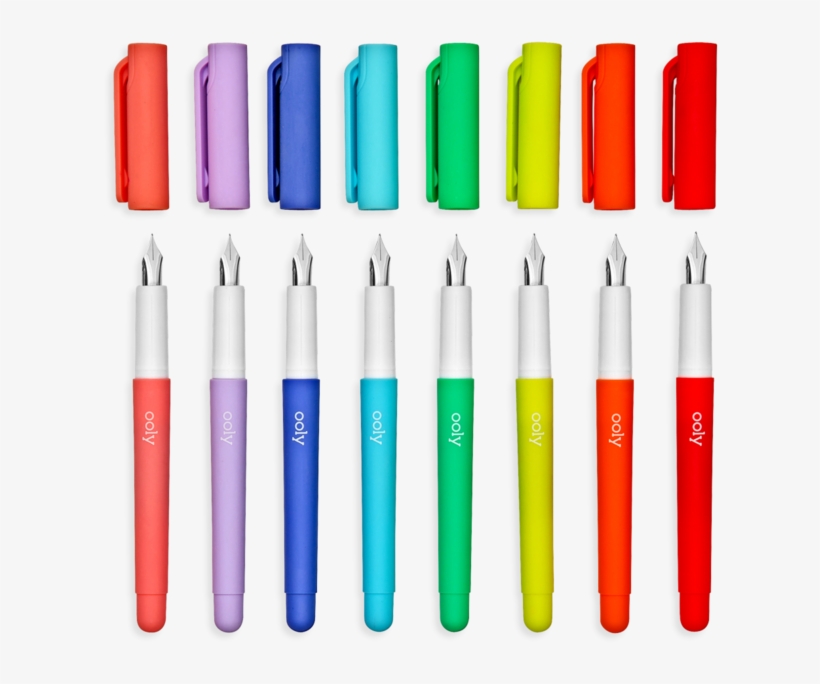 Color Write Fountain Pens Set Of 8 Shown With Their - Marking Tools, transparent png #9443039