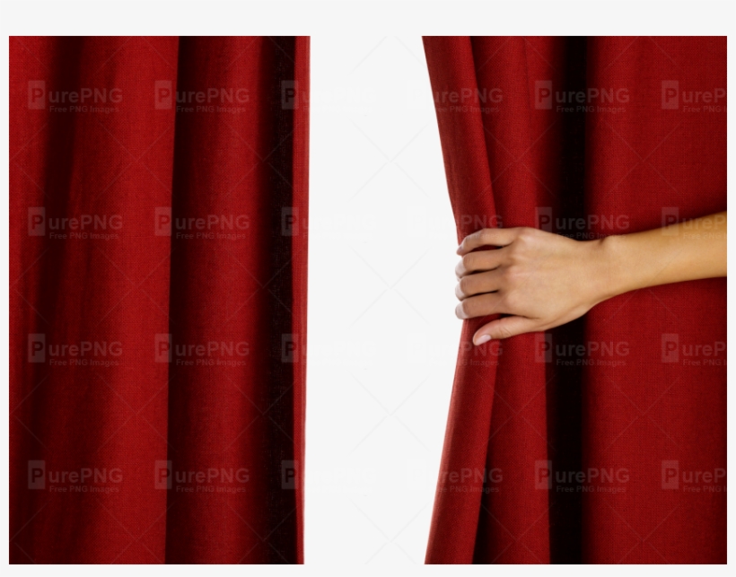 Hand Opening Red Curtain - Peak Behind The Curtain, transparent png #9444026