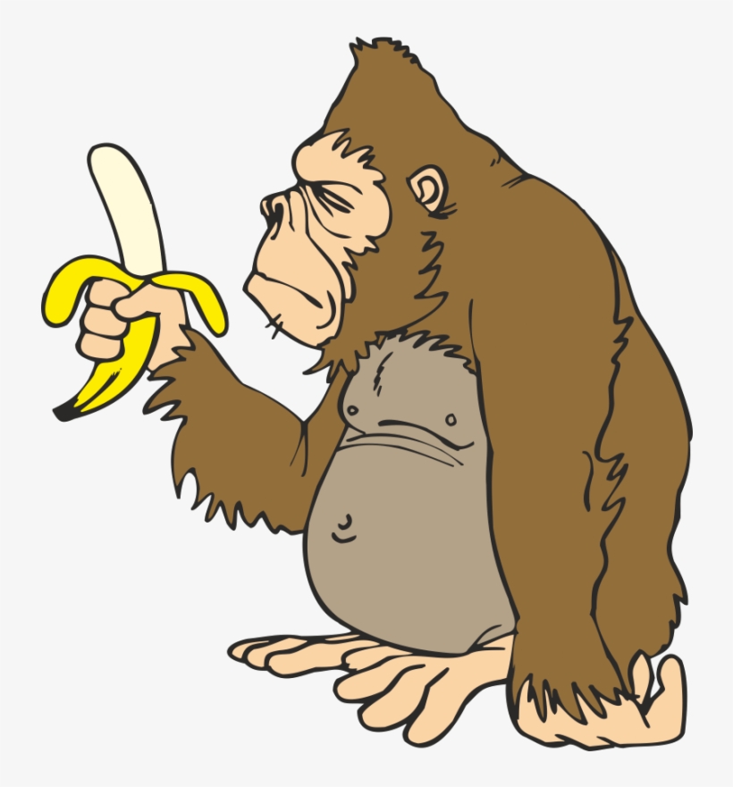 Gorilla Ape Banana Animation Clip Art - Cartoon Gorilla Eating Banana, transparent png #9444842