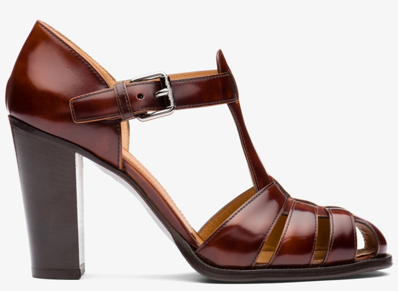 Kelsey 90 Polished Fumè Heeled Sandal Brown Church's - High Heels, transparent png #9445469