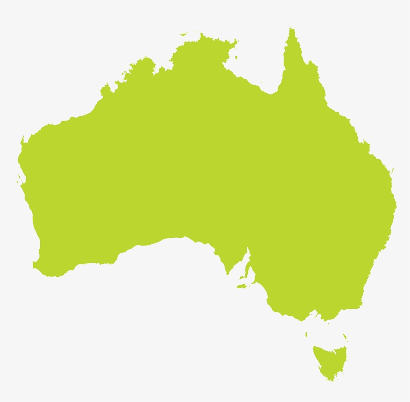 Australia Map In Green - Avocados Grown In Australia, transparent png #9446131