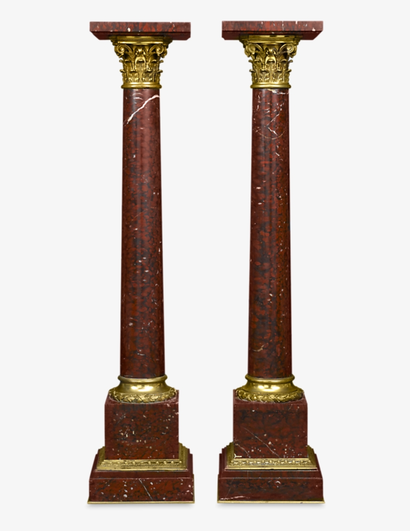 Pair Of Rouge Marble Pedestals - Column, transparent png #9449880