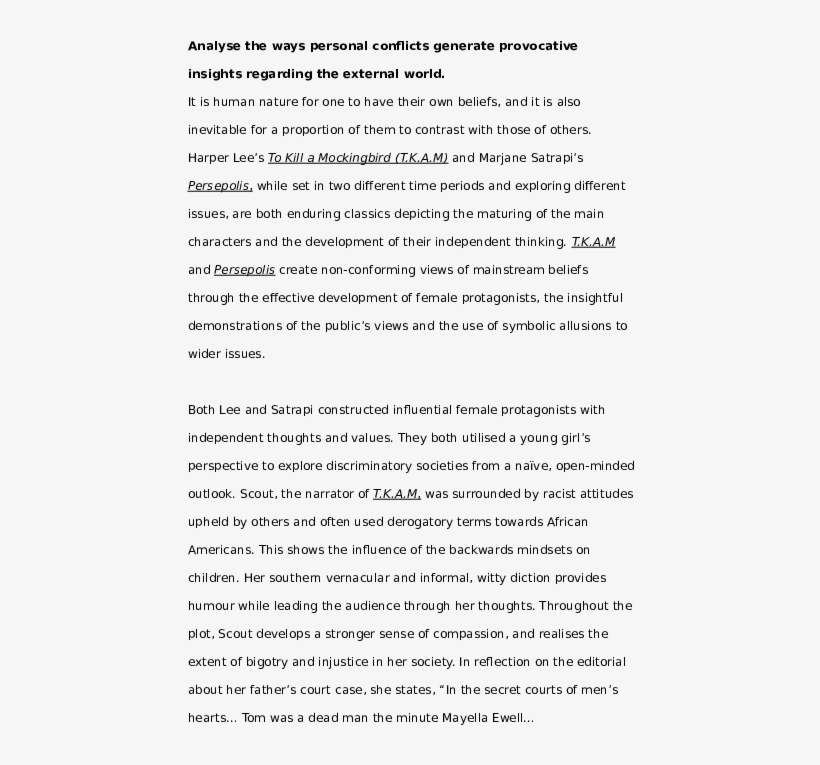 To Kill A Mockingbird And Persepolis - Document, transparent png #9451423