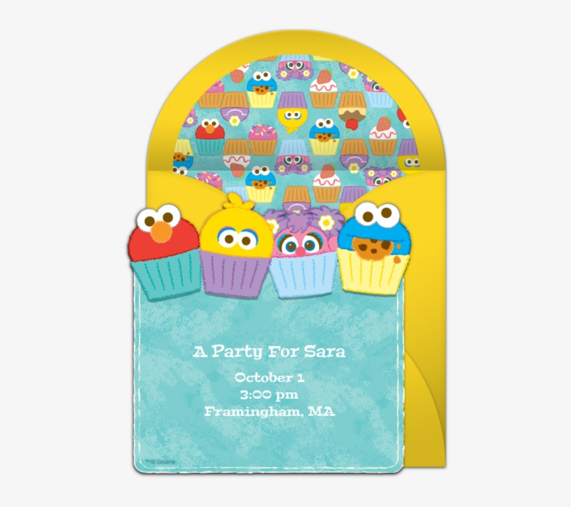 Sesame Street Cupcakes Online Invitation - Circle, transparent png #9451561