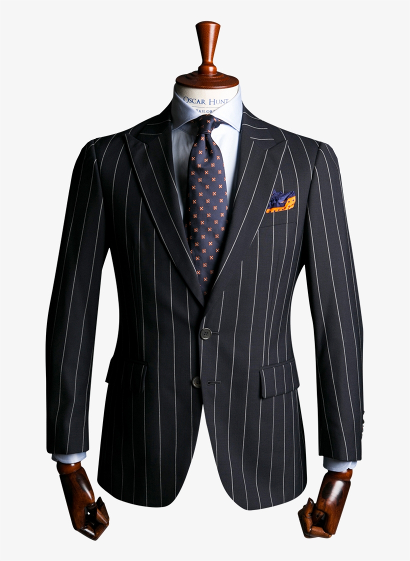 Navy With Wide Pinstripe Suit - Wide Pinstripe Peak Lapel, transparent png #9452284