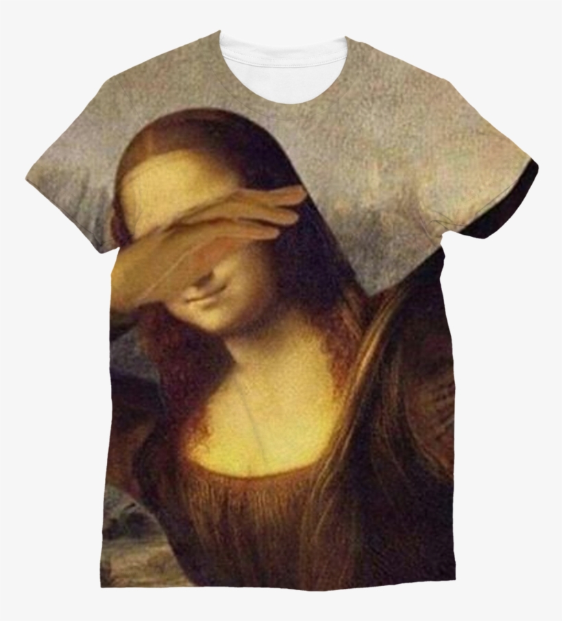 Funny Mona Lisa Dab Meme ﻿classic Sublimation Women's - Mona Lisa Meme Dab, transparent png #9453923