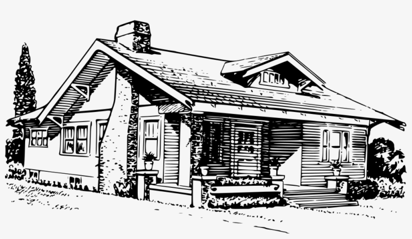 Bungalow Clipart School Building - Bungalow Clipart Black And White, transparent png #9454399