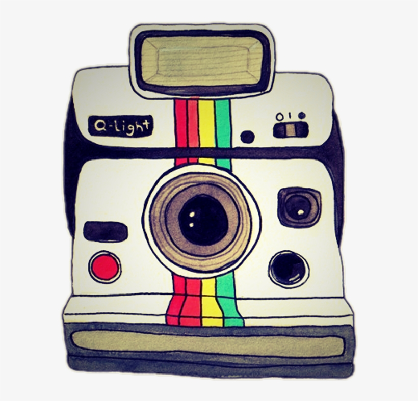 #sccamera #camera #poloroid #rainbow #oldschool #oldcamera - Old Polaroid Camera Drawing, transparent png #9455051