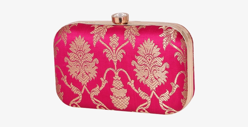 Buy Rosy Red Brocade Box Clutchwith Sling Online - Coin Purse, transparent png #9456341