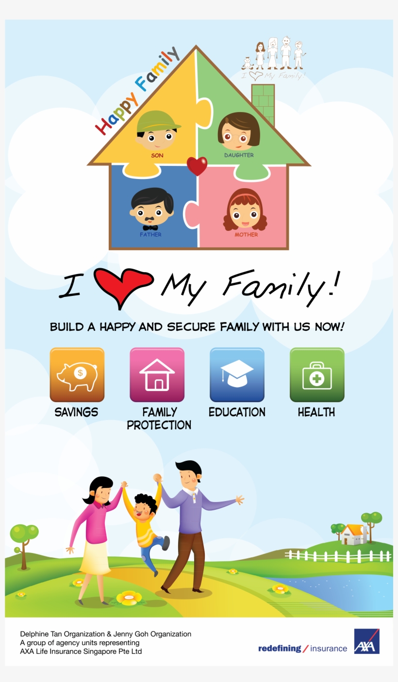 Happy Family Banner - Cartoon, transparent png #9456851