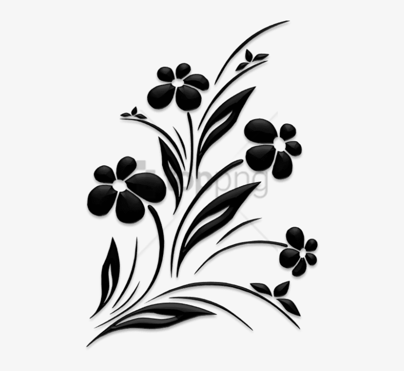 Free Png Flower Design Black And White Png Image With - Flower Silhouette, transparent png #9458387