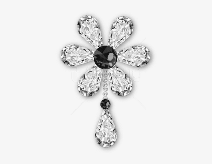 Free Png Download Black And White Diamond Flower Jewelry - Flower Brooch Transparent Background Png, transparent png #9458425