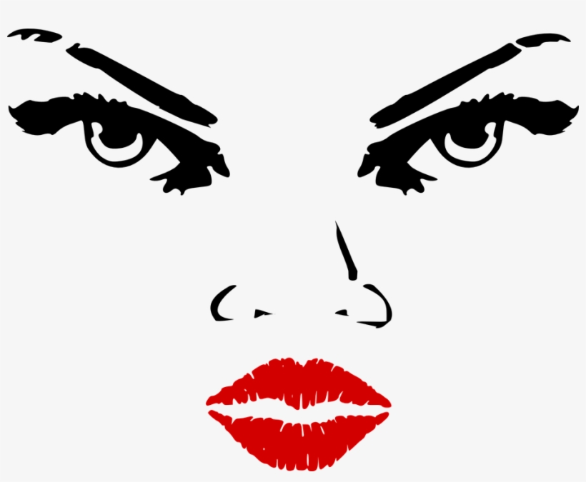 Features Facial Woman Lips Eyes Nose Red - Lips Clip Art, transparent png #9458949