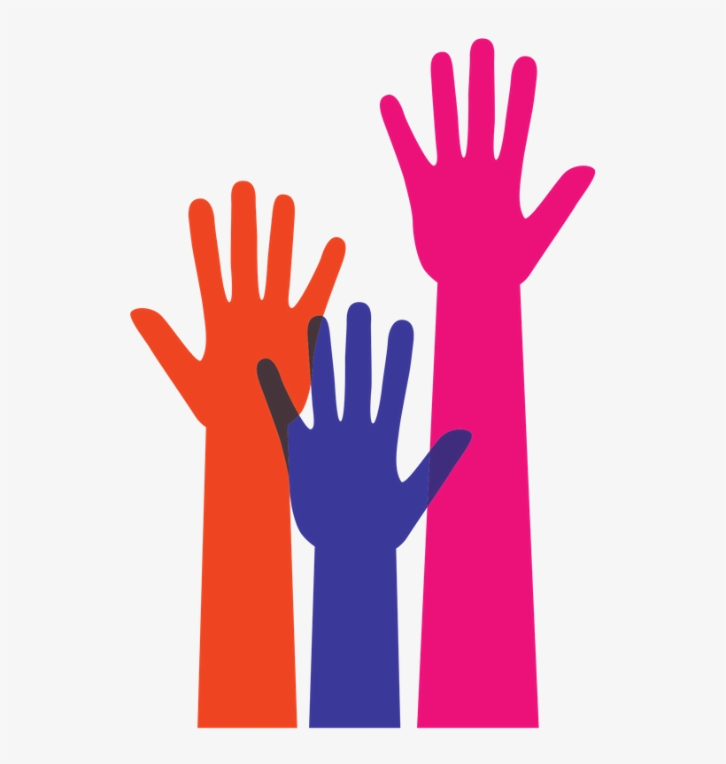 Orange, Purple, And Pink Raised Hands - Tangan Doa Vektor Png, transparent png #9461575
