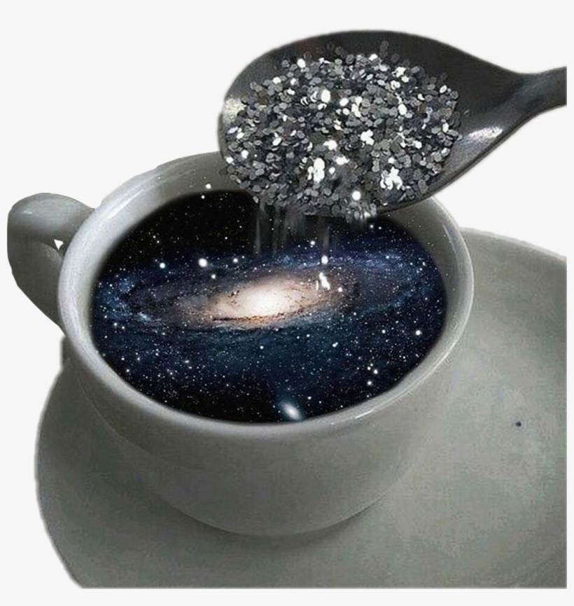 #cup Of #coffee #galaxy #cafe #sugar #stars #universe - Black And Silver Aesthetic, transparent png #9461842
