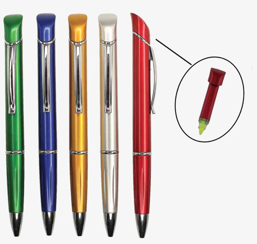Ballpen With Highlighter - Plastic, transparent png #9462171