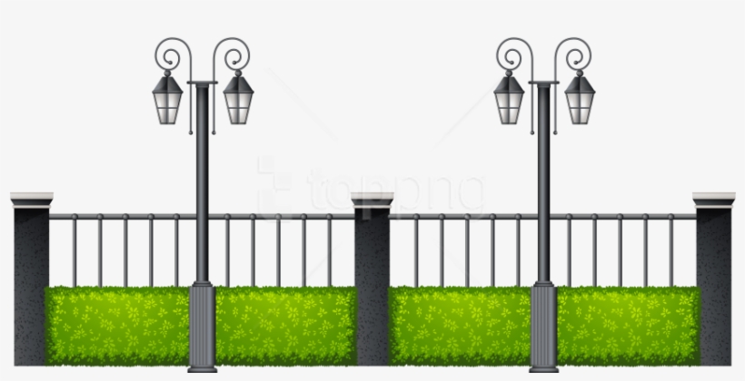 Free Png Download Metal Fence With Streetlights Clipart - Street Lights Clipart Png, transparent png #9463274