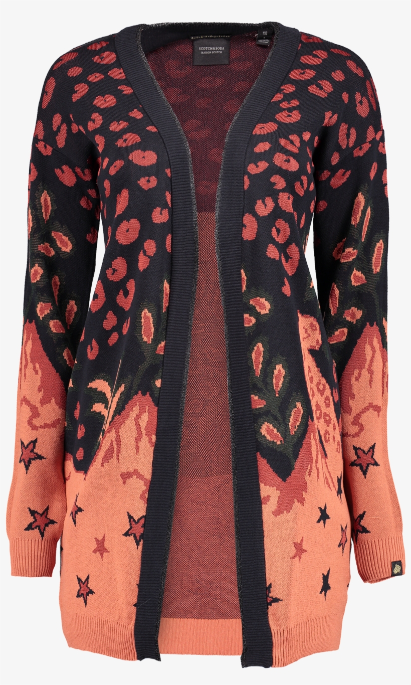 Long Cardigan Star Leopard Pattern, transparent png #9465670