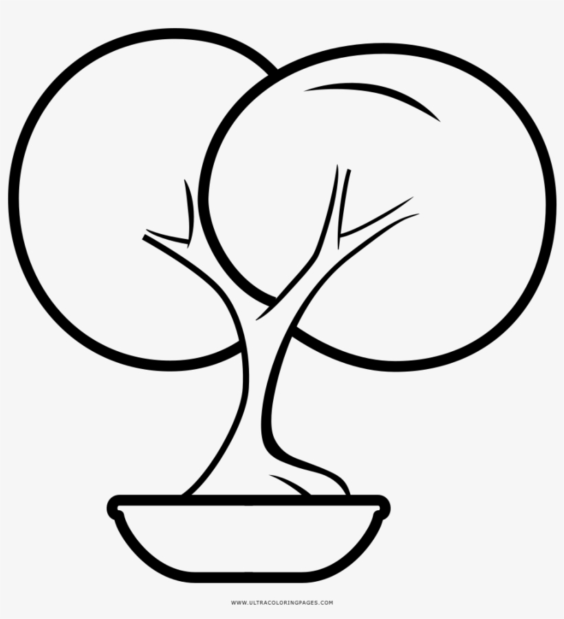 Bonsai Tree Coloring Page - Line Art, transparent png #9465980
