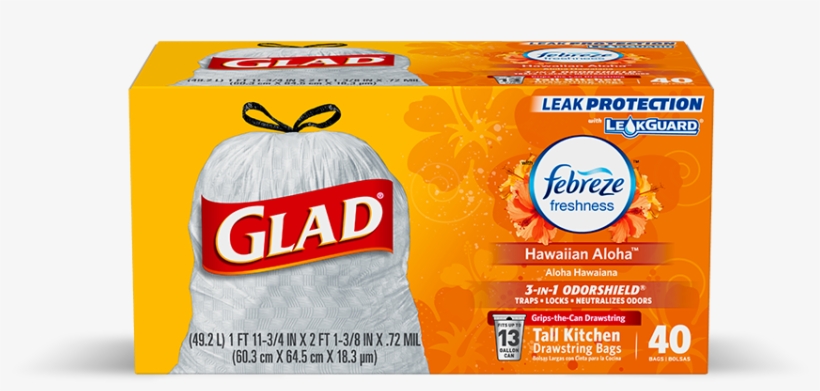 Kitchen Odorshield® Hawaiian Aloha Scent - Glad Gain Trash Bags, transparent png #9468227