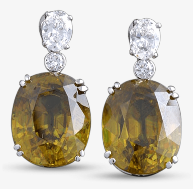 Sphene & Diamond Earrings, - Earrings, transparent png #9470265