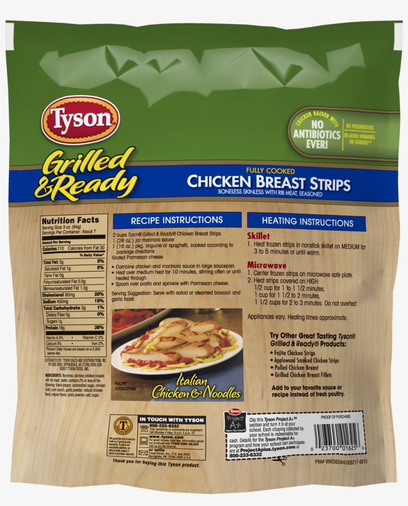 Tyson® Grilled & Ready® Fully Cooked Grilled Chicken - Tyson Grilled And Ready Chicken Strips Nutrition, transparent png #9470629