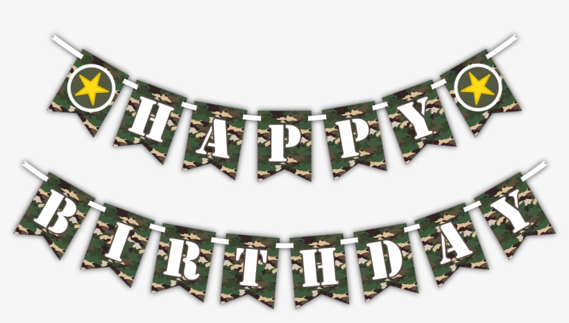 Classic Camo "happy Birthday" Party Banner - Happy Birthday Camouflage Banner, transparent png #9471768
