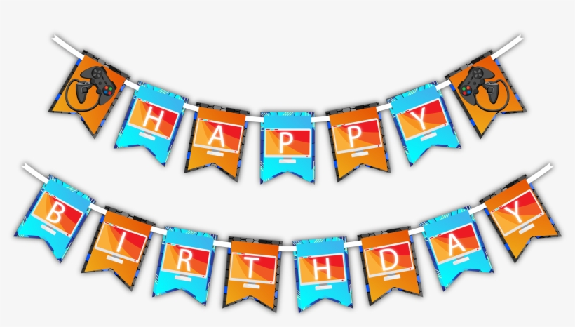 Video Gamer Game On "happy Birthday" Party Banner, transparent png #9471860