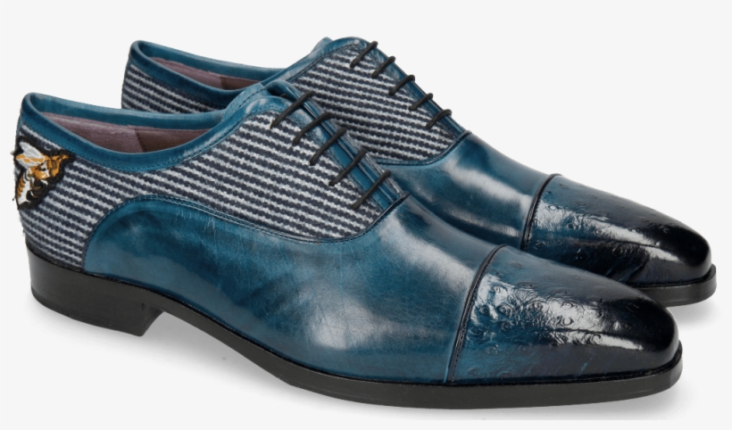 Oxford Shoes Lance 23 Ostrich Mid Blue Bee Patch - Shoe, transparent png #9473782