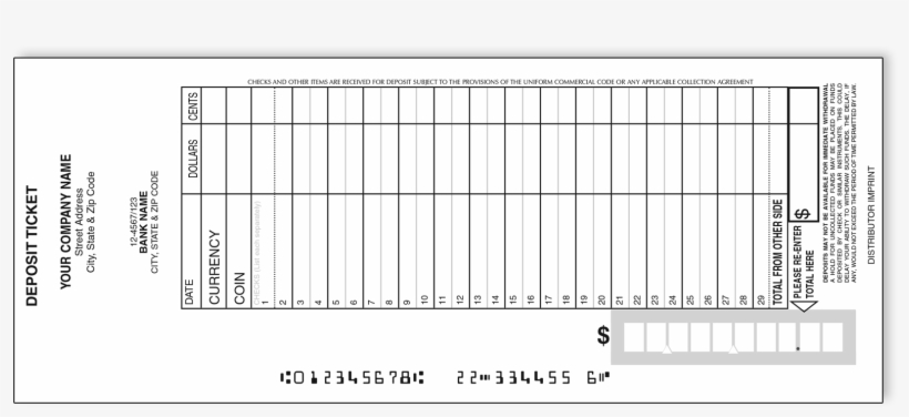 Deposit Ticket - 4000-2 - Diagram, transparent png #9473989