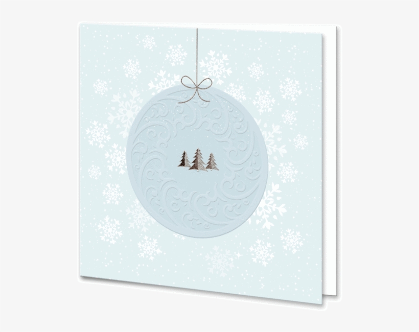 Blue Embossed Christmas Bauble With Silver Foil - Christmas Card, transparent png #9475269