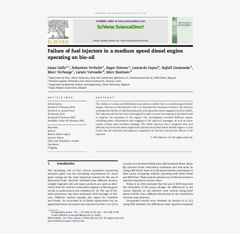 Failure Of Fuel Injectors In A Medium Speed Diesel - Document, transparent png #9475484