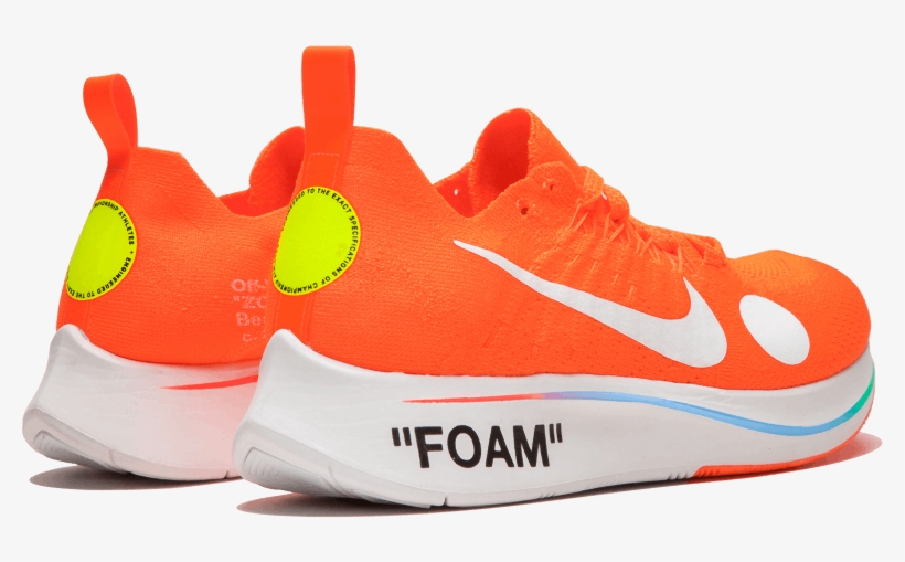 Off-white X Nike Zoom Fly Mercurial Flyknit Orange - Shoe, transparent png #9477460
