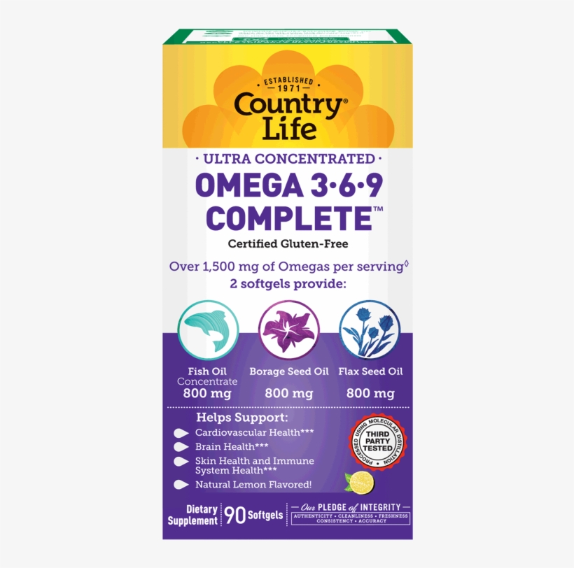 Ultra Omega 3•6•9 - Country Life Ultra Concentrated Omega 3 6 9, transparent png #9479770