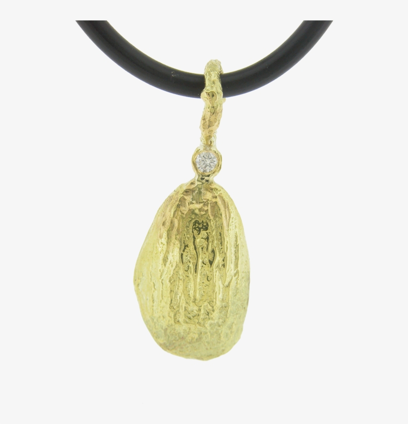Almond Pendant With Diamond, Rubber And 18-k Yellow - Locket, transparent png #9479872