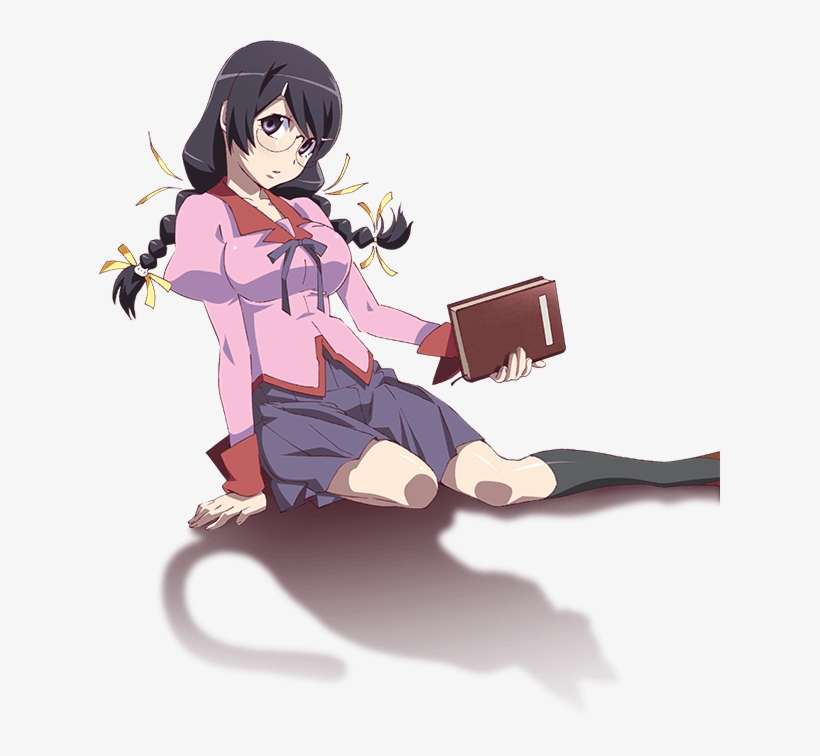 Monogatari Series Tsubasa Hanekawa Anime Glasses - Monogatari Hanekawa With Glasses, transparent png #9480881