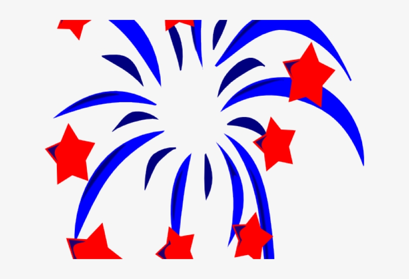 Fireworks Clipart 4th July - Red White Blue Stars Clipart, transparent png #9484031