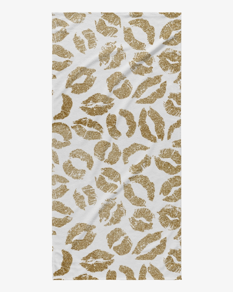 Gold Glitter Sparkle Lips Beach Towel - Wallpaper, transparent png #9484336