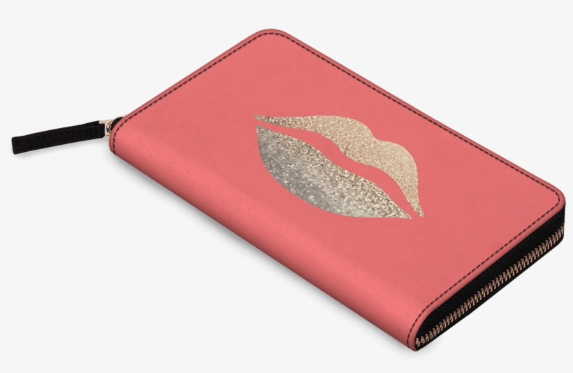 Dailyobjects Gatsby Gold Lips Coral Women's Classic - Wallet, transparent png #9484510