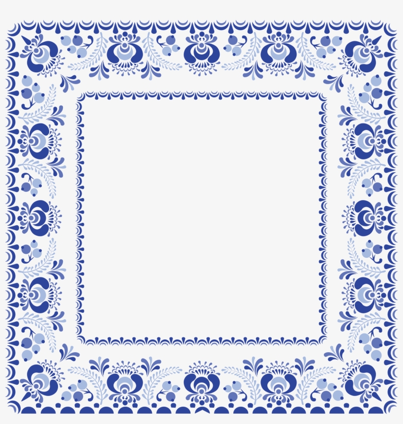 Blue Frame - Blue And White Pottery, transparent png #9485275