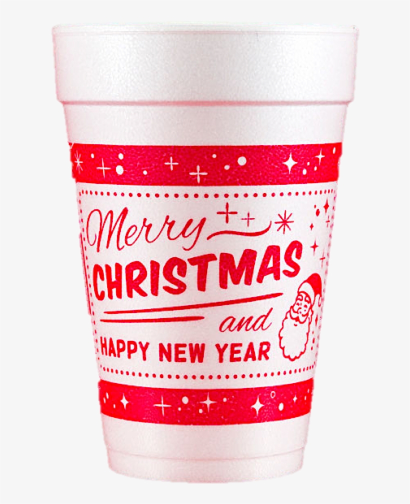 Pre-printed Styrofoam Cups Merry Christmas And Happy - Pint Glass, transparent png #9486737