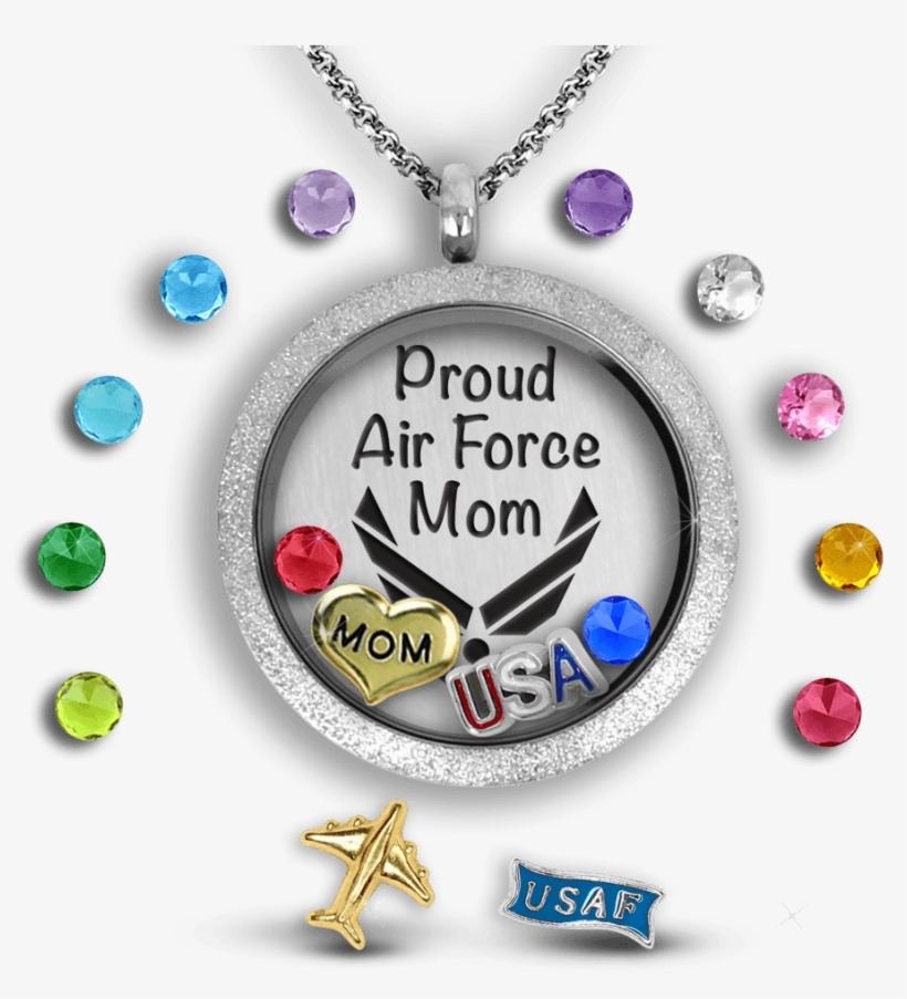 Air Force Mom Charm Necklace Locket Set Tell Me A Charm - Air Force Symbol, transparent png #9488140