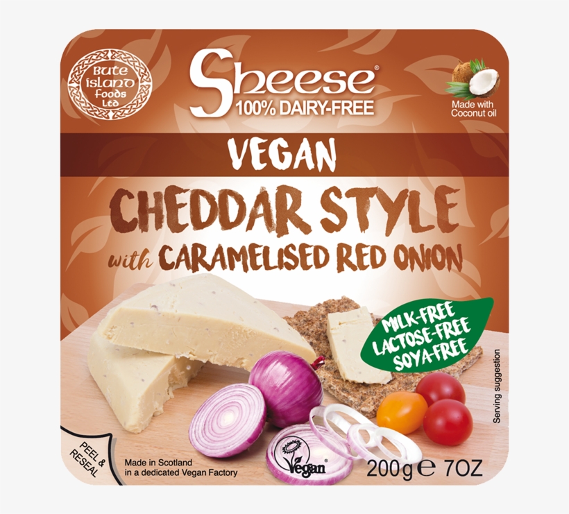 Sheese Vegan Cheddar Style With Caramelised Red Onion - Natural Foods, transparent png #9494363