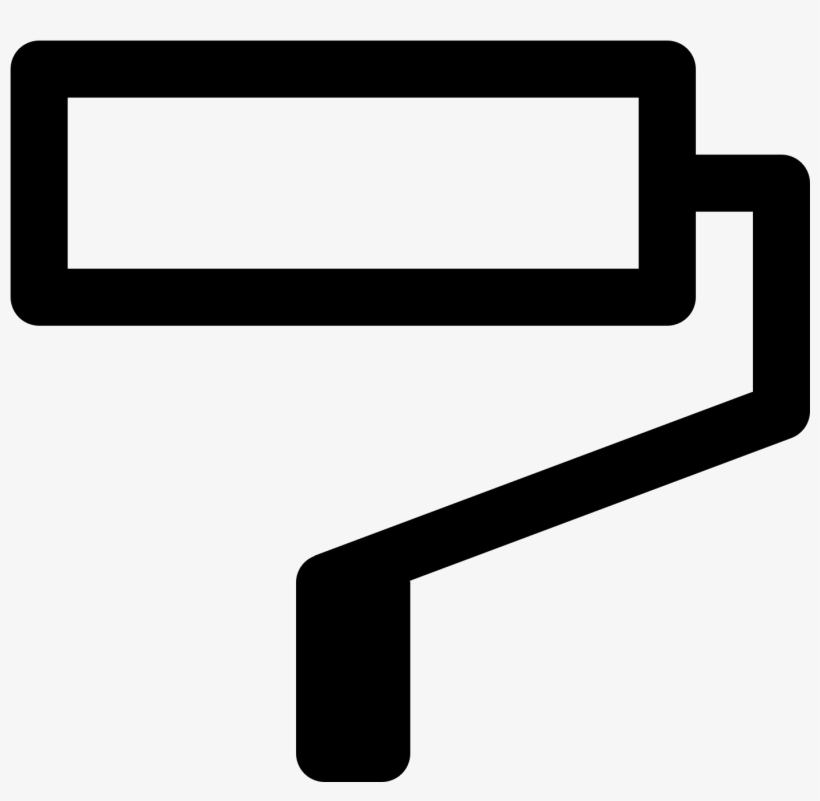 The Roller Brush Is A Rectangle Connected To A Handle - Sign, transparent png #9495048